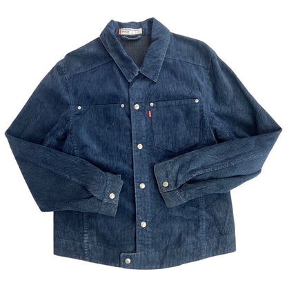 2000s LEVIS RED TAB ENGINEERED NAVY BLUE CORDUROY CORD TRUCKER JACKET 36” SMALL
