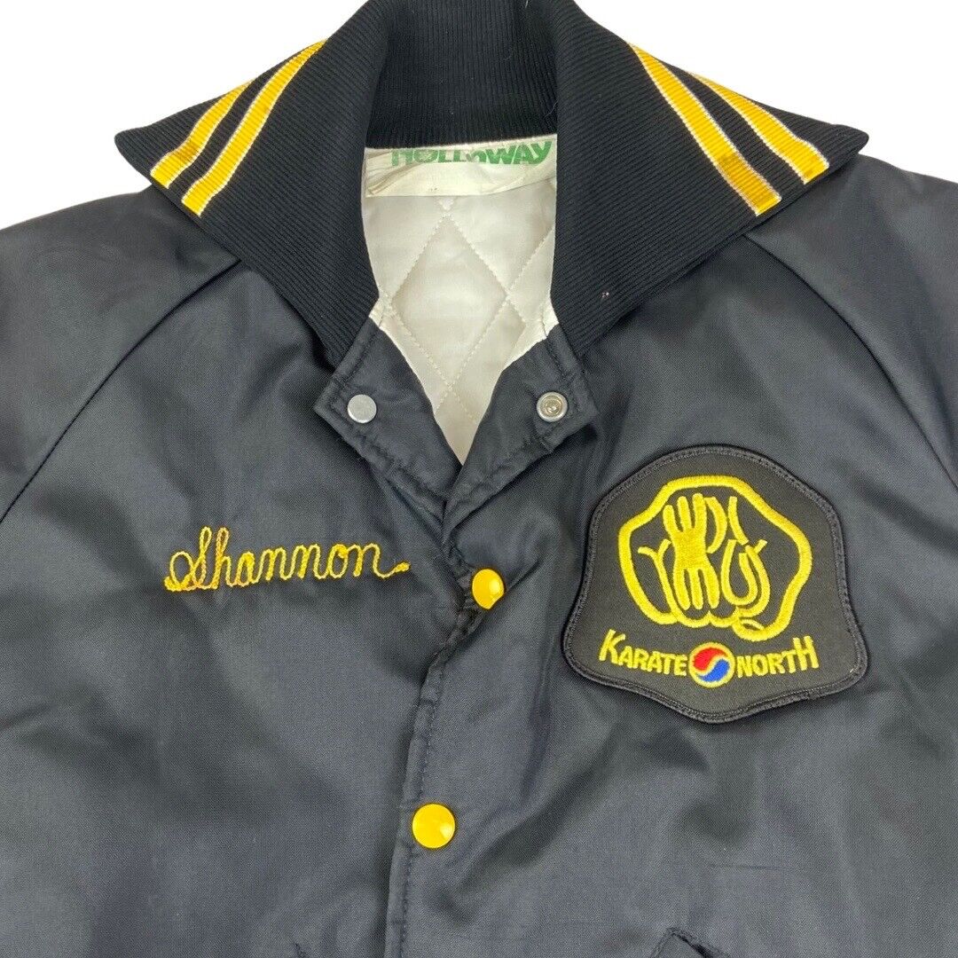 VTG 80s USA KARATE NORTH TAE KWON DO DAKOTA NYLON VARSITY JACKET XS 34”