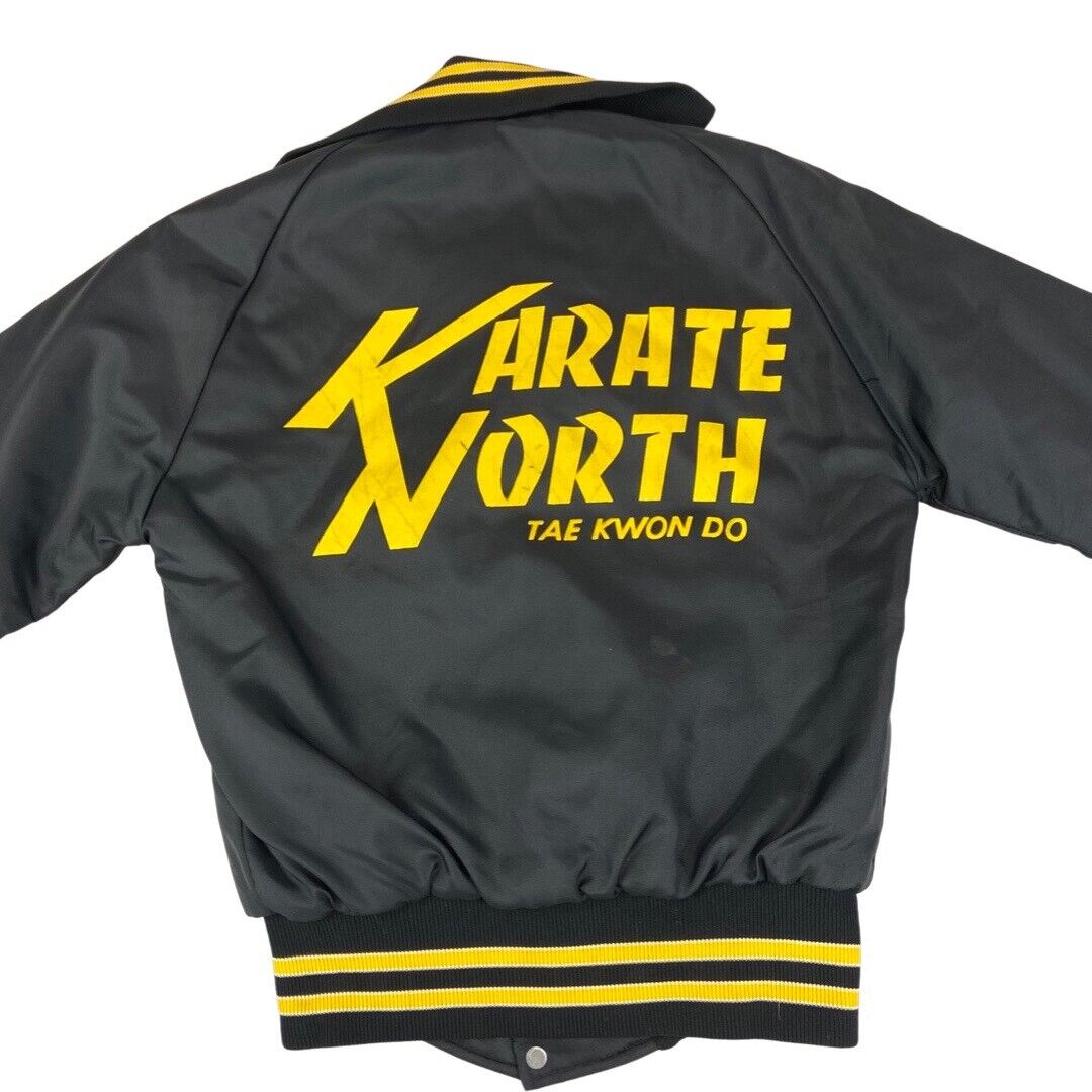 VTG 80s USA KARATE NORTH TAE KWON DO DAKOTA NYLON VARSITY JACKET XS 34”