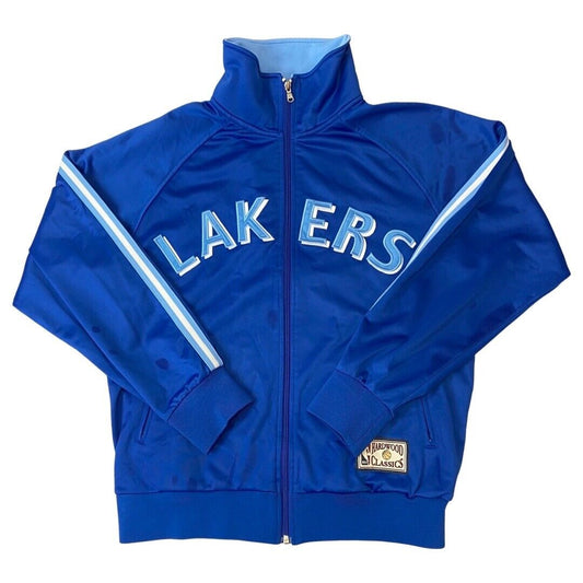 00s Blue Champion Hardwood Classics Los Angeles Lakers Zip-Up Track Jacket Large