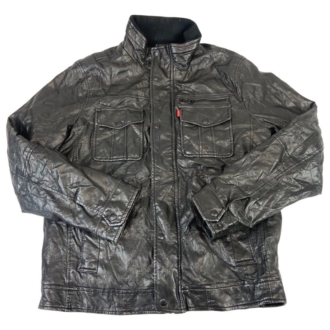 LEVIS RED TAB SOFT LEATHER 5 POCKET CHORE JACKET SHERPA LINED MOD VESPA GS 40” M