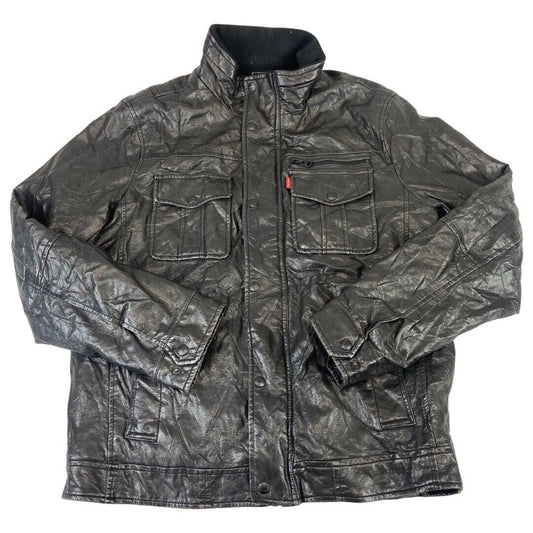 LEVIS RED TAB SOFT LEATHER 5 POCKET CHORE JACKET SHERPA LINED MOD VESPA GS 40” M