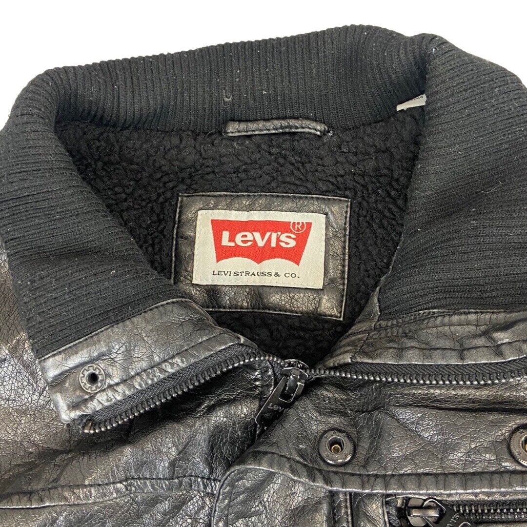 LEVIS RED TAB SOFT LEATHER 5 POCKET CHORE JACKET SHERPA LINED MOD VESPA GS 40” M