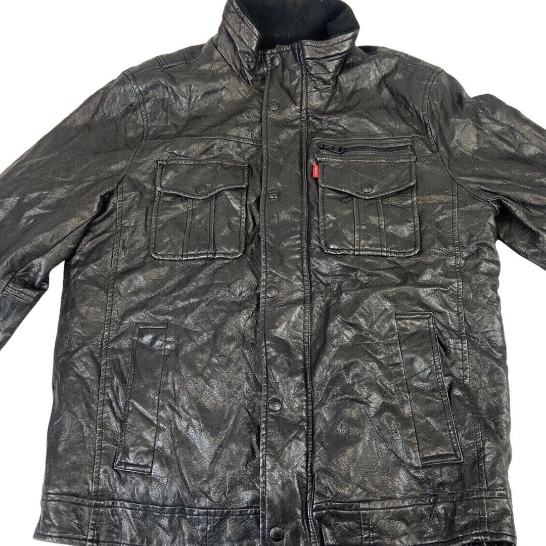 LEVIS RED TAB SOFT LEATHER 5 POCKET CHORE JACKET SHERPA LINED MOD VESPA GS 40” M