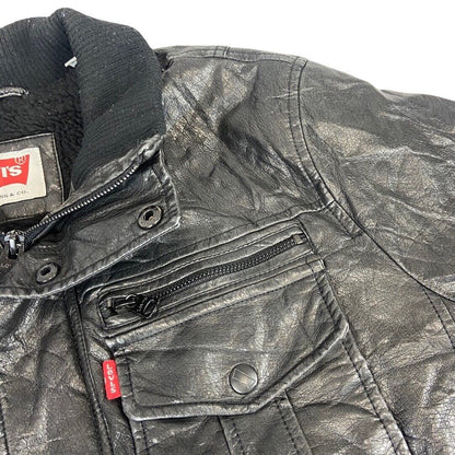 LEVIS RED TAB SOFT LEATHER 5 POCKET CHORE JACKET SHERPA LINED MOD VESPA GS 40” M