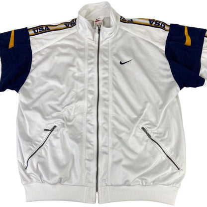 Vintage 1990s White, Navy & Yellow Nike Zip-Up Track Training Jacket XL