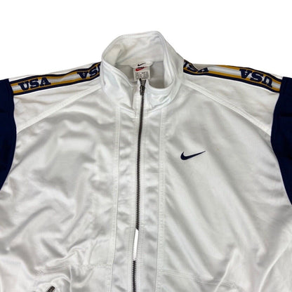 Vintage 1990s White, Navy & Yellow Nike Zip-Up Track Training Jacket XL