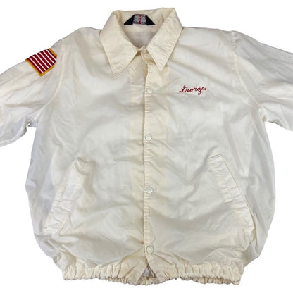 VTG 70s USA JAMESPORT NY FIRE DEPT RESCUE SQUAD SILKY BOMBER JACKET 40” M