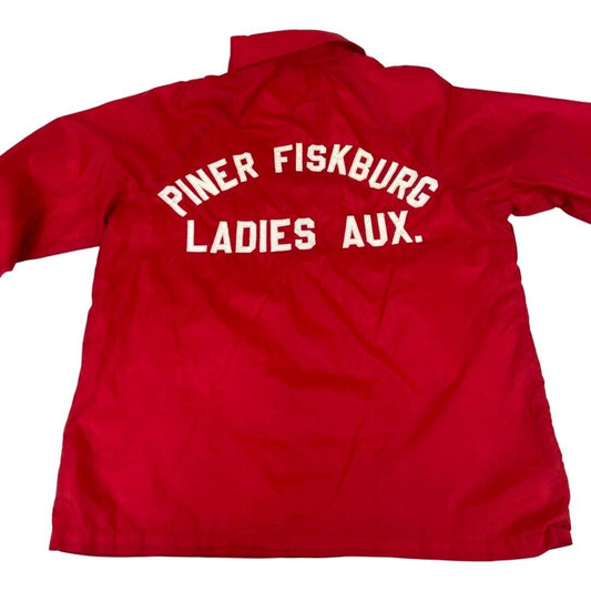 VTG USA PINER FISKBURG LADIES AUX FIRE DEPT NYLON WINDBREAKER LINED JACKET 38” S
