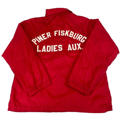 VTG USA PINER FISKBURG LADIES AUX FIRE DEPT NYLON WINDBREAKER LINED JACKET 38” S