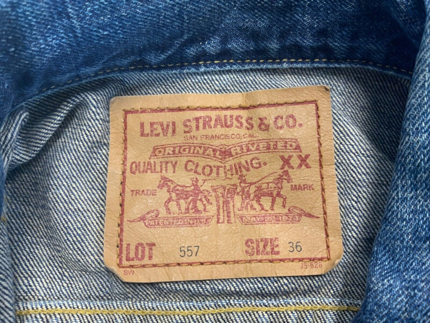 VTG 90s LEVIS BIG E JAPANESE TYPE 3 TRUCKER DENIM JACKET ROCKABILLY MOD 34” XS