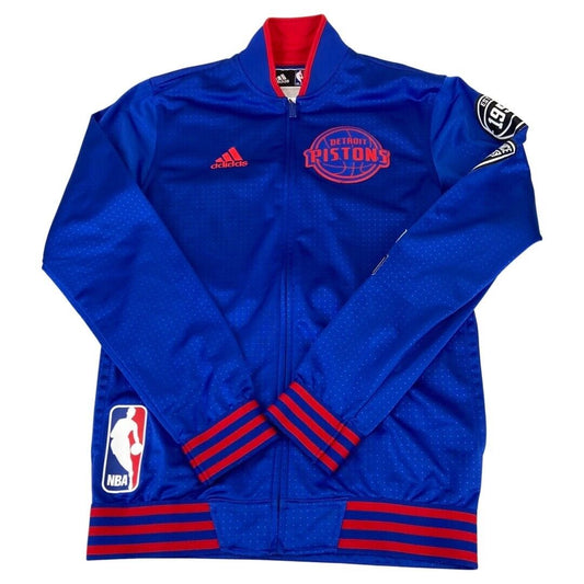 2015 Blue & Red Adidas Detroit Pistons NBA Zip-Up Track Training Jacket Medium