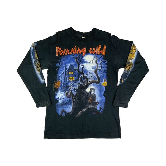 Vintage 1994 Black Running Wild Black Hand Inn Graphic long Sleeve T-Shirt XL