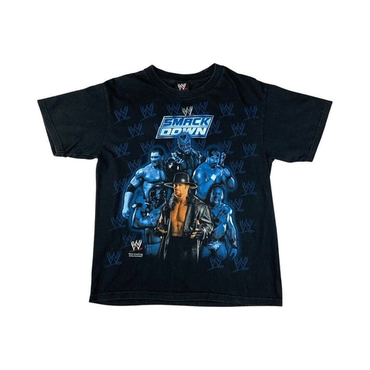 Vintage 2000s Black WWE Smack Down Graphic T-Shirt Medium