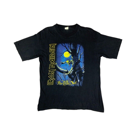Vintage 1990s Black Iron Maiden Fear Of The Dark Graphic T-Shirt Large