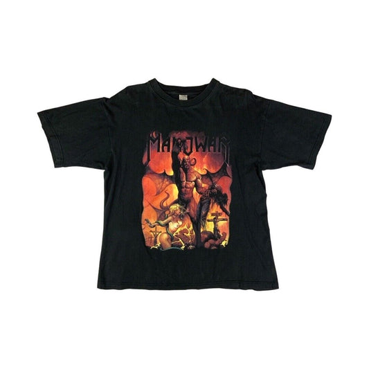 2000s Black Manowar Death To Infidels Double-Sided Graphic T-Shirt Medium