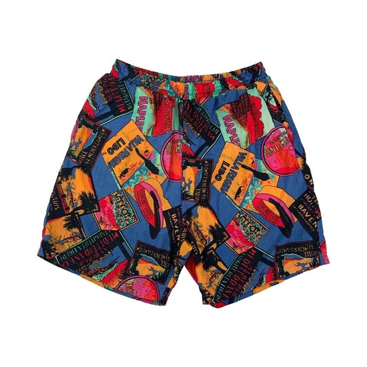 Vintage 1990s Multi-Coloured All-Over Print Swim Surf Boardshorts Large