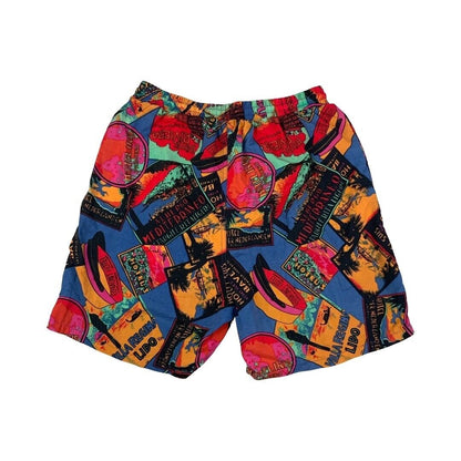 Vintage 1990s Multi-Coloured All-Over Print Swim Surf Boardshorts Large