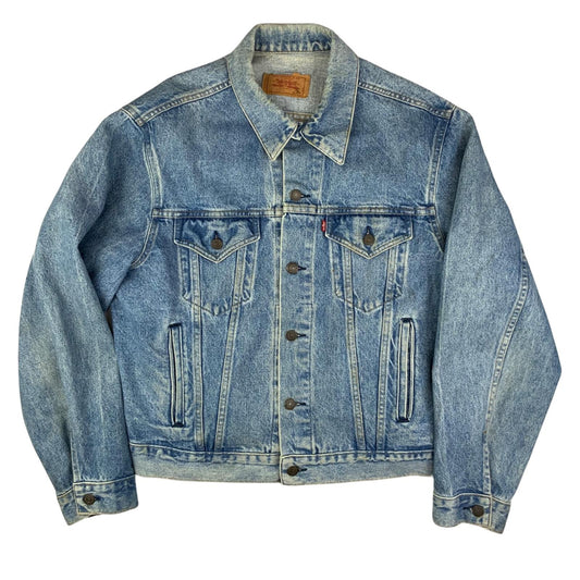 VTG 80s USA MADE LEVIS 70506-0214 RED TAB TYPE 3 TRUCKER DENIM JACKET 40" M