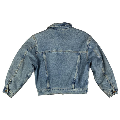 VTG 90s LADIES ITALIAN DIESEL MEXICAN SERAPE BLANKET LINED DENIM JACKET sz12 34”