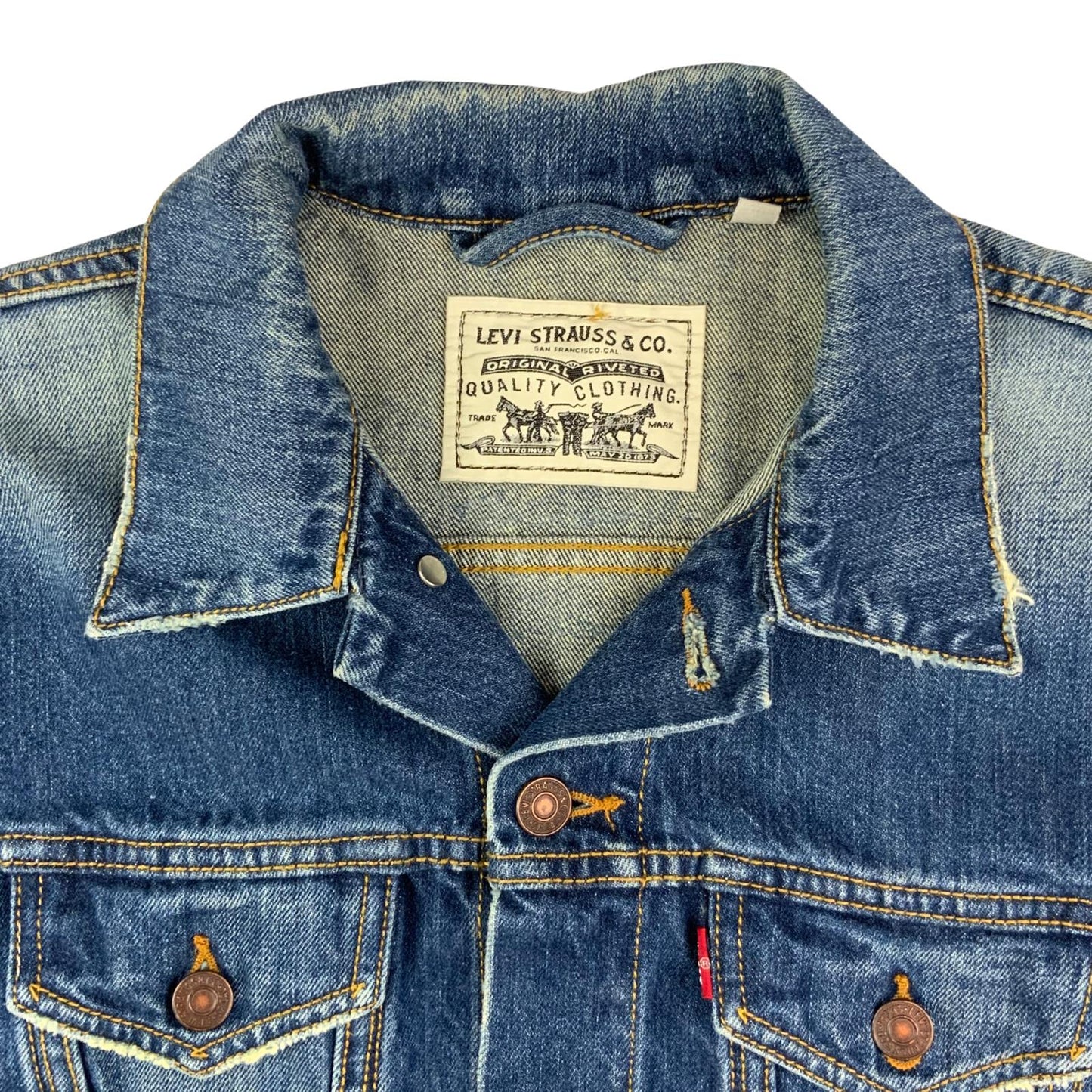 LEVIS RED TAB TYPE 3 TRUCKER DENIM JACKET SUPERB WEAR 36” S