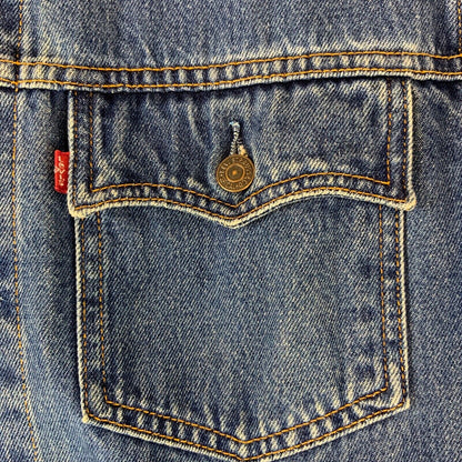 VTG LEVIS 70570 06 RED TAB DENIM CHORE TRUCKER JACKET WESTERN RODEO XL 46”