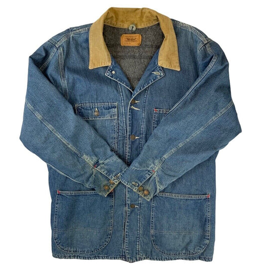 VTG RARE 70742-20 LEVIS WORKERS BLANKET LINED DENIM CHORE JACKET ROCKABILLY40” M