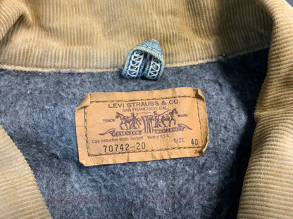 VTG RARE 70742-20 LEVIS WORKERS BLANKET LINED DENIM CHORE JACKET ROCKABILLY40” M