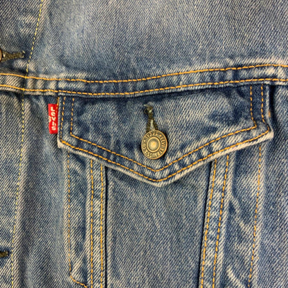 VTG LEVIS CUSTOM PAINTED TYPE 3 TRUCKER JACKET IN PIZZA WE CRUST SKULL 42" L