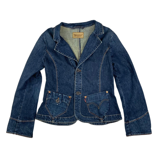VTG LEVIS RED TAB LADIES INDIGO FITTED DENIM JACKET BLAZER 36" S
