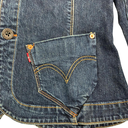 VTG LEVIS RED TAB LADIES INDIGO FITTED DENIM JACKET BLAZER 36" S
