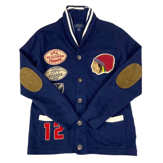 VTG STYLE RALPH LAUREN POLO VARSITY CARDIGAN SWEAT USA COLLEGE ROCKABILLY S 36”