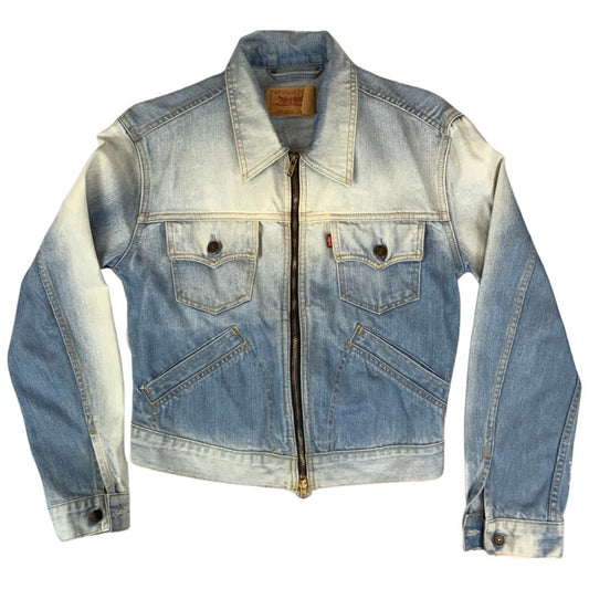 VTG Y2K LEVIS FOR GIRLS ZIP  BLEACH FADED DENIM TRUCKER WESTERN JACKET 36” 10