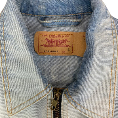 VTG Y2K LEVIS FOR GIRLS ZIP  BLEACH FADED DENIM TRUCKER WESTERN JACKET 36” 10