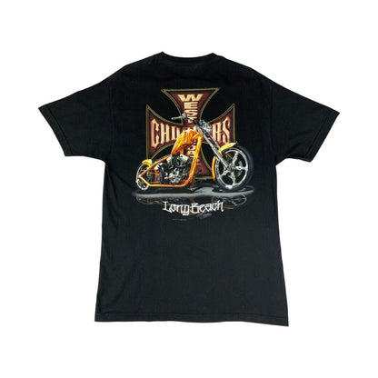 2000s Black West Coast Choppers Motorcycle Long Beach Jesse Who? Graphic Tee XL