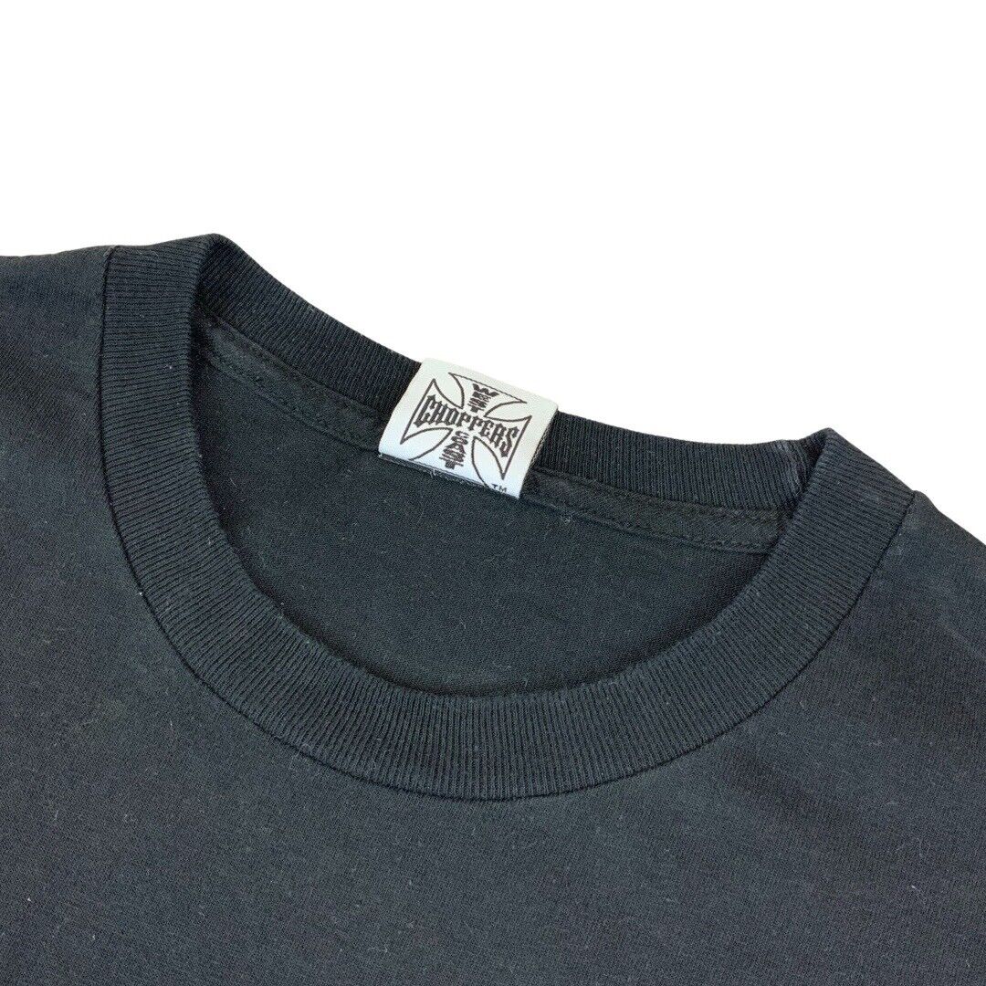 2000s Black West Coast Choppers Motorcycle Long Beach Jesse Who? Graphic Tee XL