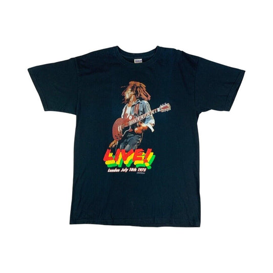 2004 Black Bob Marley Live! 1975 Double-Sided Graphic T-Shirt Large