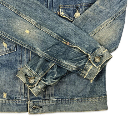 VTG STYLE EDWIN JAPANESE DENIM PLEAT FRONT TYPE 1  CINCH JACKET ROCKABILLY 36” S