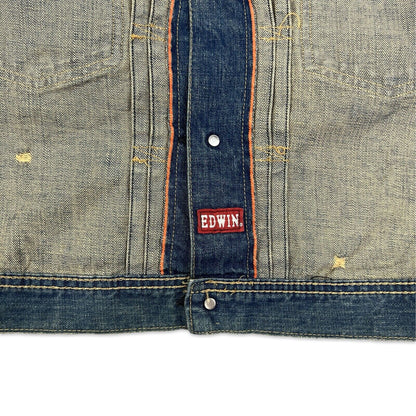 VTG STYLE EDWIN JAPANESE DENIM PLEAT FRONT TYPE 1  CINCH JACKET ROCKABILLY 36” S