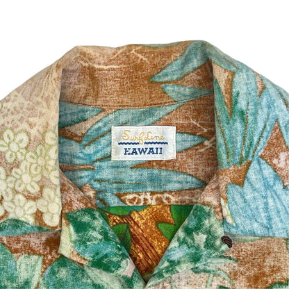 VTG 70s SURF LINE REVERSE PRINT HAWAIIAN ALOHA SHIRT TIKI ROCKABILLY S 36