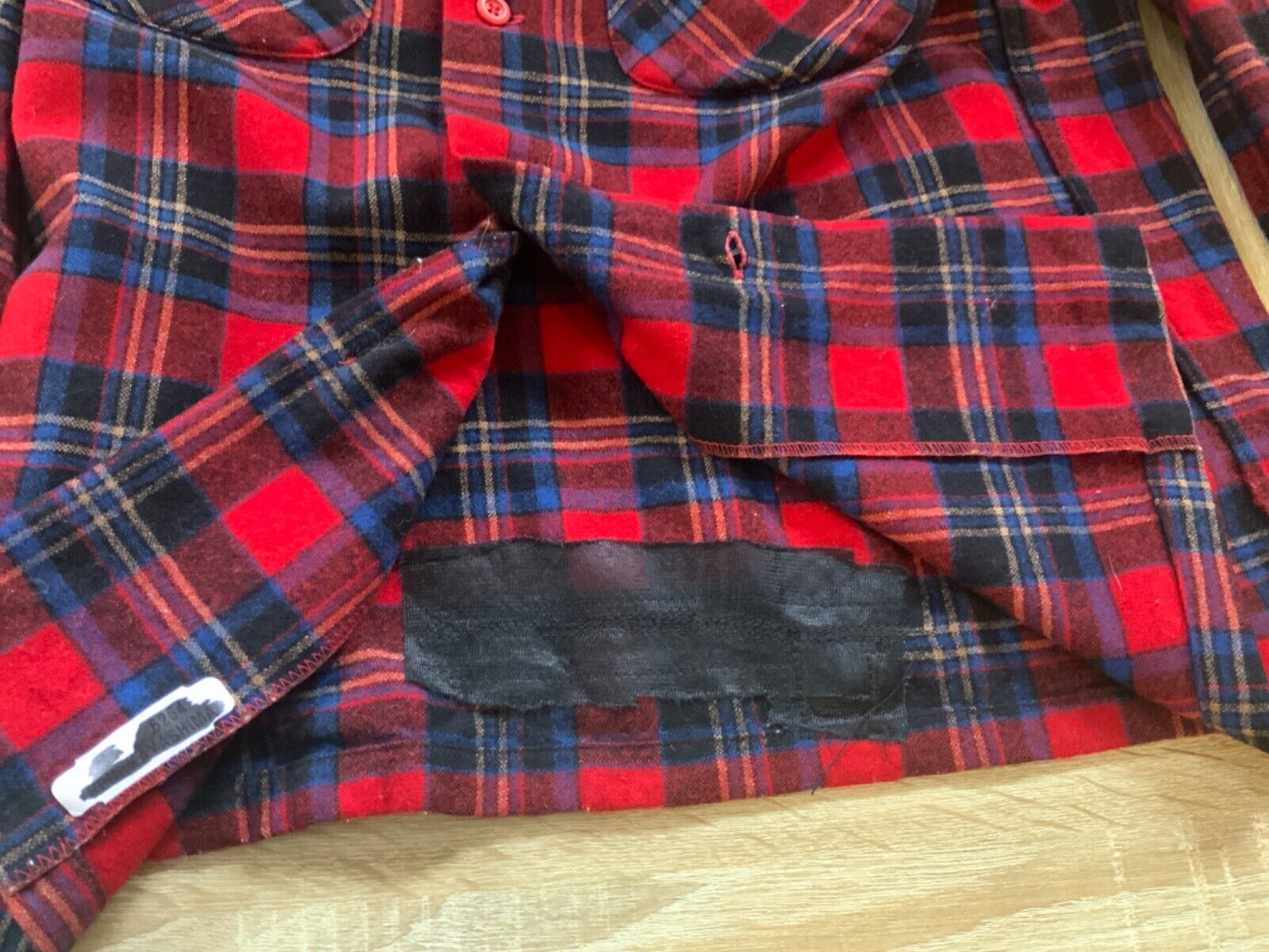 VTG USA PENDLETON WOOL SHIRT CHECK PLAID ROCKABILLY HOT ROD S 36”