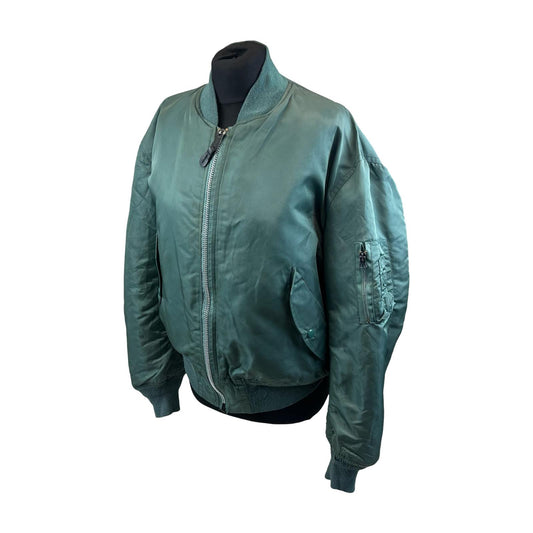 VTG ALPHA INDUSTRIES MA-1 USAF PILOT FLYING JACKET OLIVE GREEN NYLON SML 38”