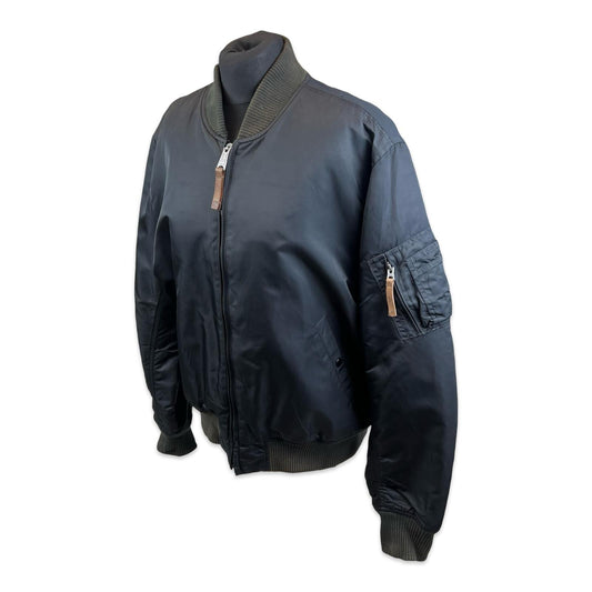 ALPHA INDUSTRIES MA-1 USAF PILOT FLYING JACKET BLACK NYLON L 42