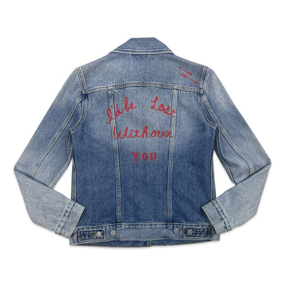 LTD EDTN LEVIS CHAINSTITCH EMBROIDERED TYPE 3 TRUCKER DENIM JACKET XS 34”