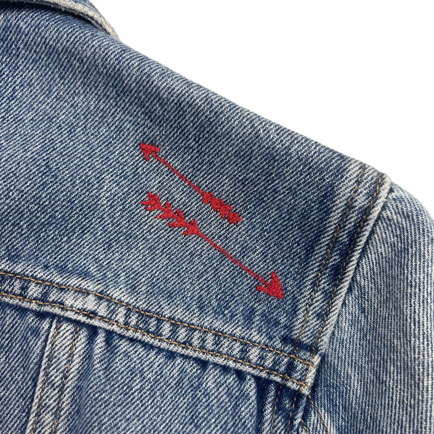 LTD EDTN LEVIS CHAINSTITCH EMBROIDERED TYPE 3 TRUCKER DENIM JACKET XS 34”