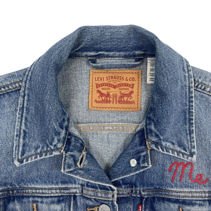 LTD EDTN LEVIS CHAINSTITCH EMBROIDERED TYPE 3 TRUCKER DENIM JACKET XS 34”