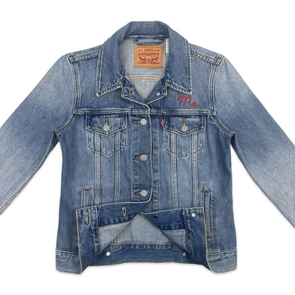 LTD EDTN LEVIS CHAINSTITCH EMBROIDERED TYPE 3 TRUCKER DENIM JACKET XS 34”