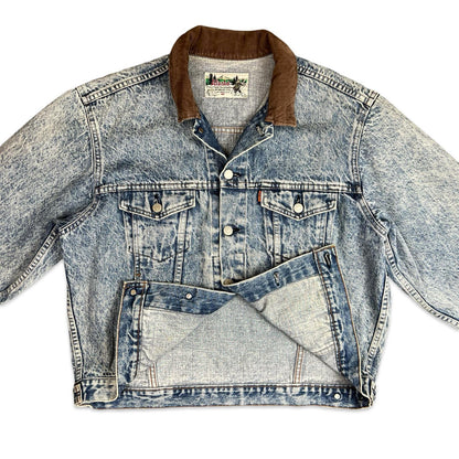 VTG 1980s LEVIS ALASKA ORANGE TAB ACID WASH DENIM JACKET L 42