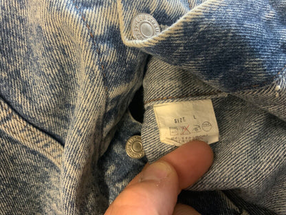 VTG 1980s LEVIS ALASKA ORANGE TAB ACID WASH DENIM JACKET L 42