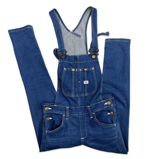 LADIES LEE UNION MADE SKINNY FIT STRETCH DENIM DUNGAREES INDIGO 28” W 26” L